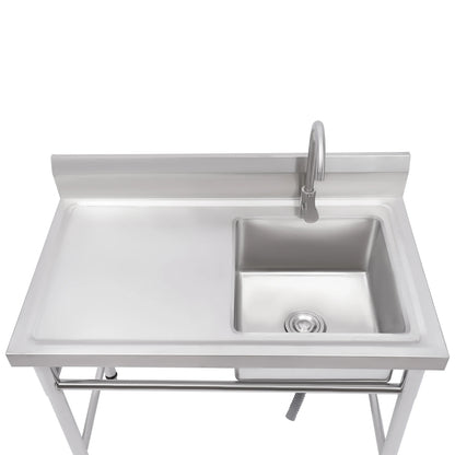 [Edelstahlspüle] 201 Edelstahlspüle – 100 x 60 x 93 cm – für gewerbliche Räumlichkeiten – tiefes Becken