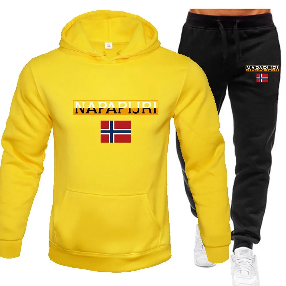 King Print hoodie suit men s casual sportswear fashionable spring and autumn jogging pullover sportswear sweatpants