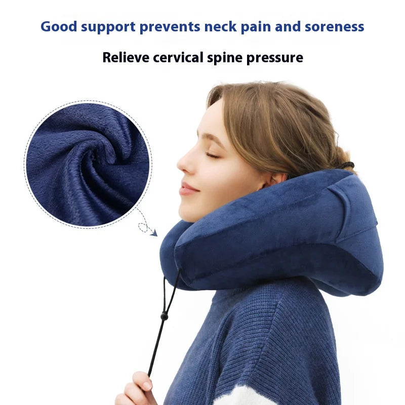 Outdoor U Shaped Memory Foam Neck Pillow Adjustable Portable Multifunctional Airplane Sleeping Support Massage Protection Pillow.