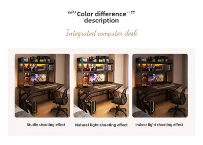 Schreibtisch, Bücherregal, integrierter Schreibtisch mit Lochbrett, Schlafzimmer, E-Sport-Tisch, Desktop-Computertisch