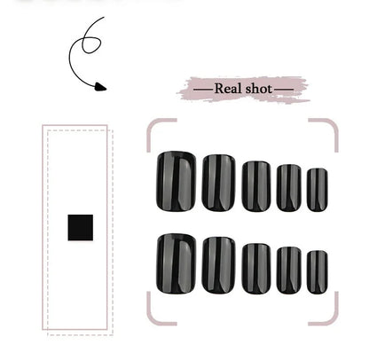 Classic Simple Glossy Solid Color Black Red Blue Green White Short Fake Nails Art False Nails Charm Press on Nails Manicure Tool.