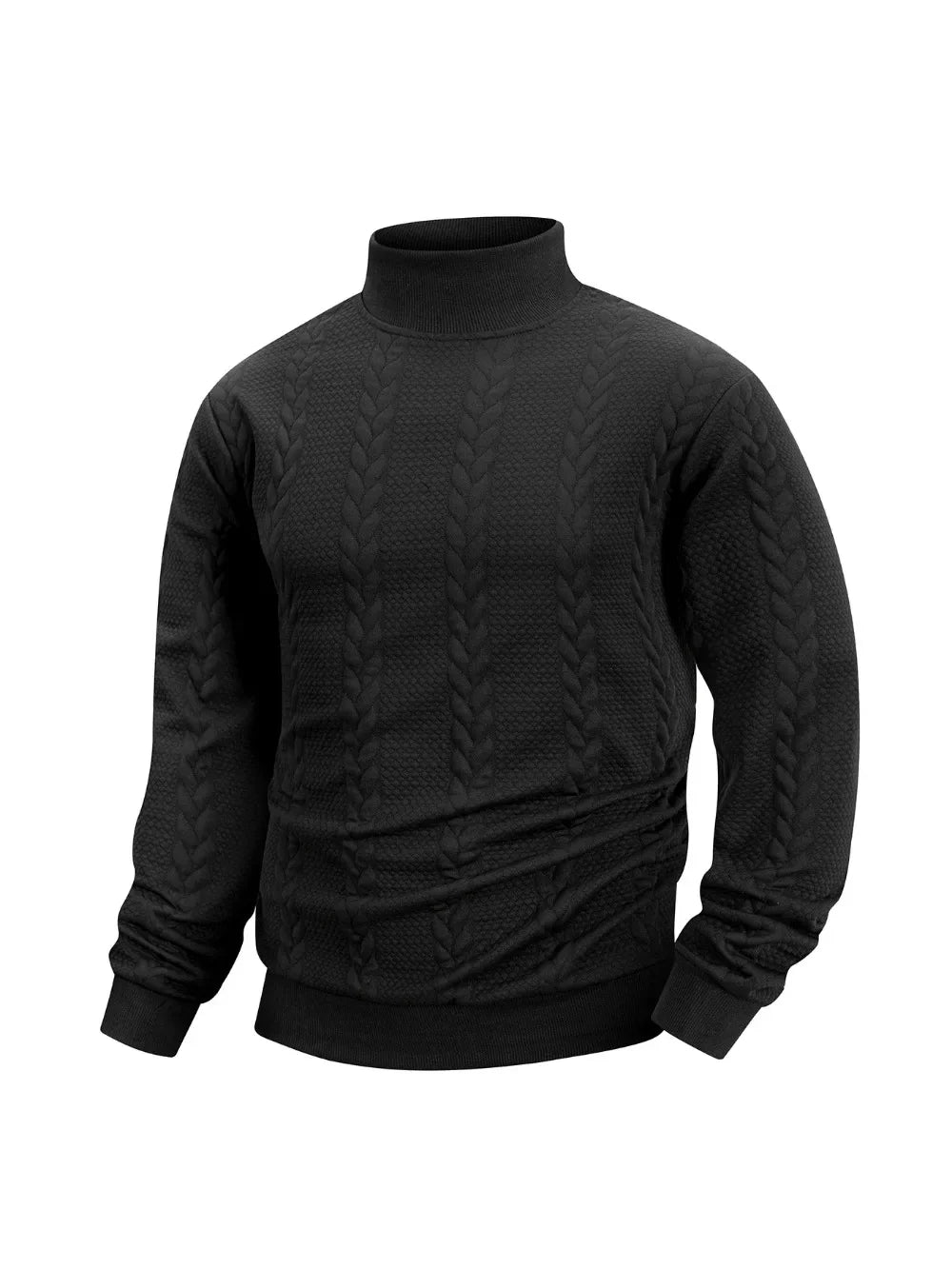 Autumn Casual Long Sleeve Pullover Turtleneck for Old Money Style Solid Color Knitted Jacquard Round Neck Sweater Male Clothing.
