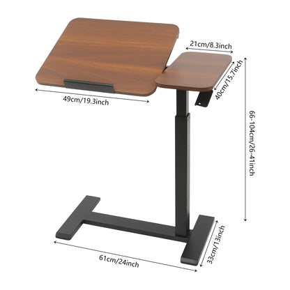 Mobiler Stehschreibtisch mit Tablettplatte, höhenverstellbar, 26–41 Zoll, drehbar, 40 kg belastbar, versteckte Räder für Home-Office-Laptops