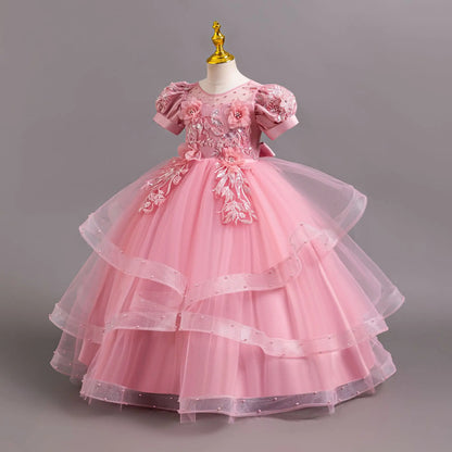 Neues Blumenmädchen-Hochzeitskleid Mädchen-Partykleider, elegantes Mädchen-Walking-Show-Abendkleid für 4–12 Jahre alte Kinderkleidung.
