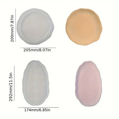 Large Round Tray Silicone Mold Oval Cement Plaster Tray Molds Epoxy Resin Jewelry Display Tray Mould DIY Home Decoration Making.