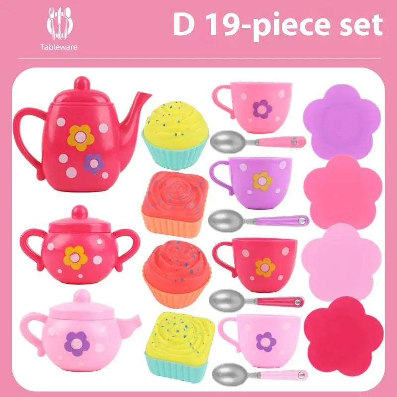 1 Set Plastic Teapot Teacup Food Pretend Play Toy Kids Simulation Tea Kit Kitchen Afternoon Tea Toys For Boy Girl Birthday Gift.