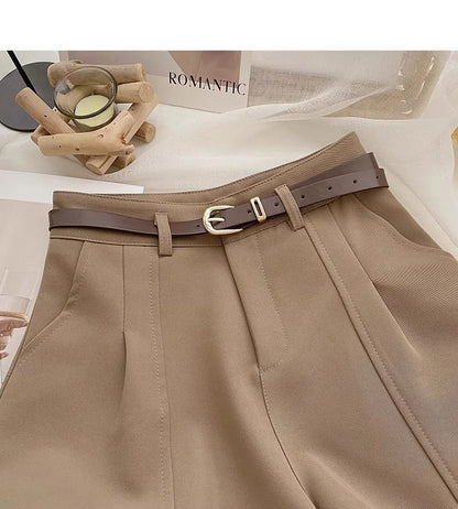 Casual Women A-Line Shorts Fashion Office Lady Commute Vintage Solid High Waist Short Pants Casual Streetwear Summer Trousers.