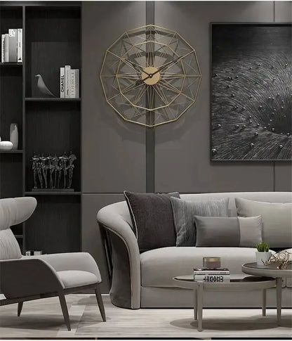 Wand für Design, großes Zimmer, 50 cm, geometrisches Büro, Eisen, Vintage-Industriestil, Uhr zum Aufhängen, Heimuhr, Dekoration, modernes Wohnen
