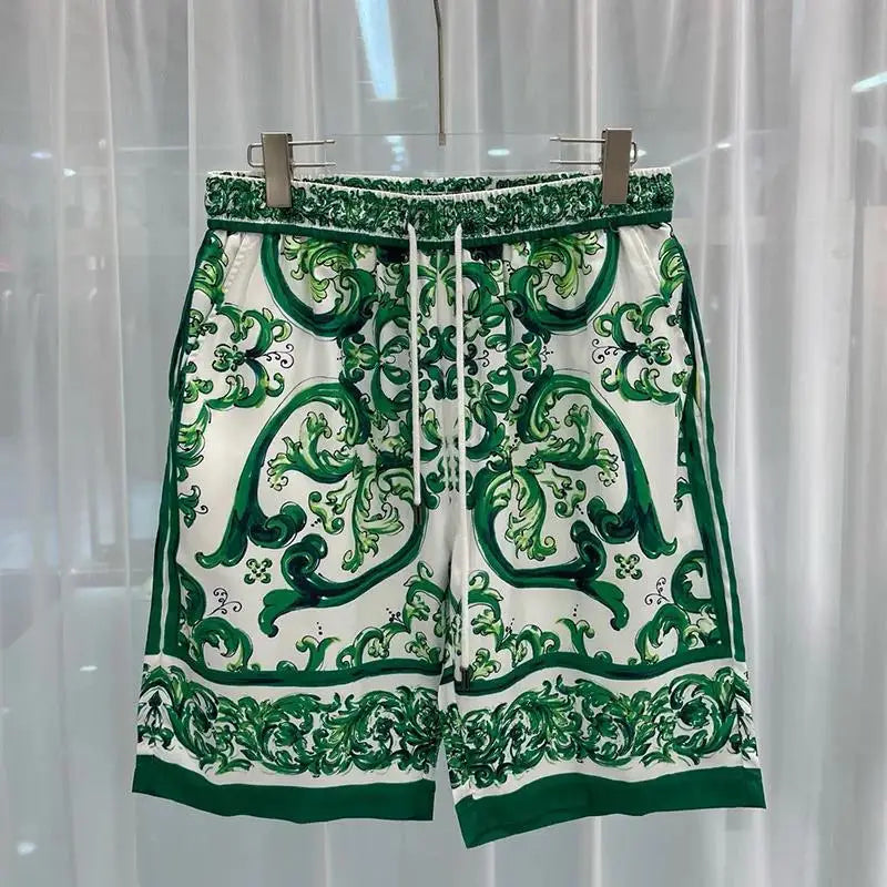 Summer 2025 Digital Print Casual Short Sleeve Mens Shirt Shorts Hawaiian Shirt Set Cross-Border Youth Fashion Male Model Clothes.