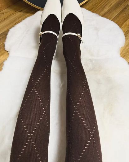 10D Thin Jacquard Knitted Pantyhose Women Tights Skinny Leggings 2025 Autumn Winter Basic Pantyhose Y2K Leggings