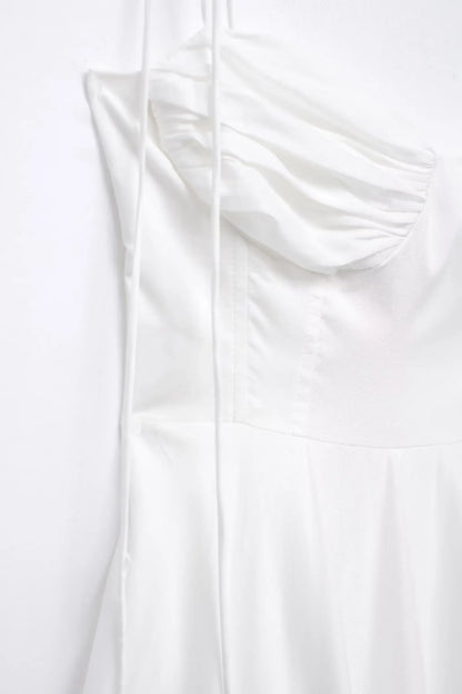 TFMLN Elegantes, gestuftes langes Kleid für Damen, 2024, Sommer, klassische Mode, solide Kleider mit seitlichem Reißverschluss, hohe Taille, A-Linie, Partykleid.