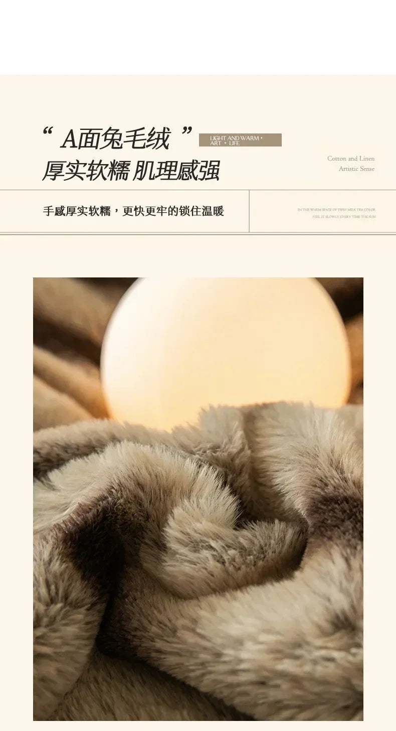 Winter Thick Warm Luxury Bedding Set Include Quilt Cover Sheet Pillowcase Solid Color Coral Velvet Soft Queen Duvet Cover Set.