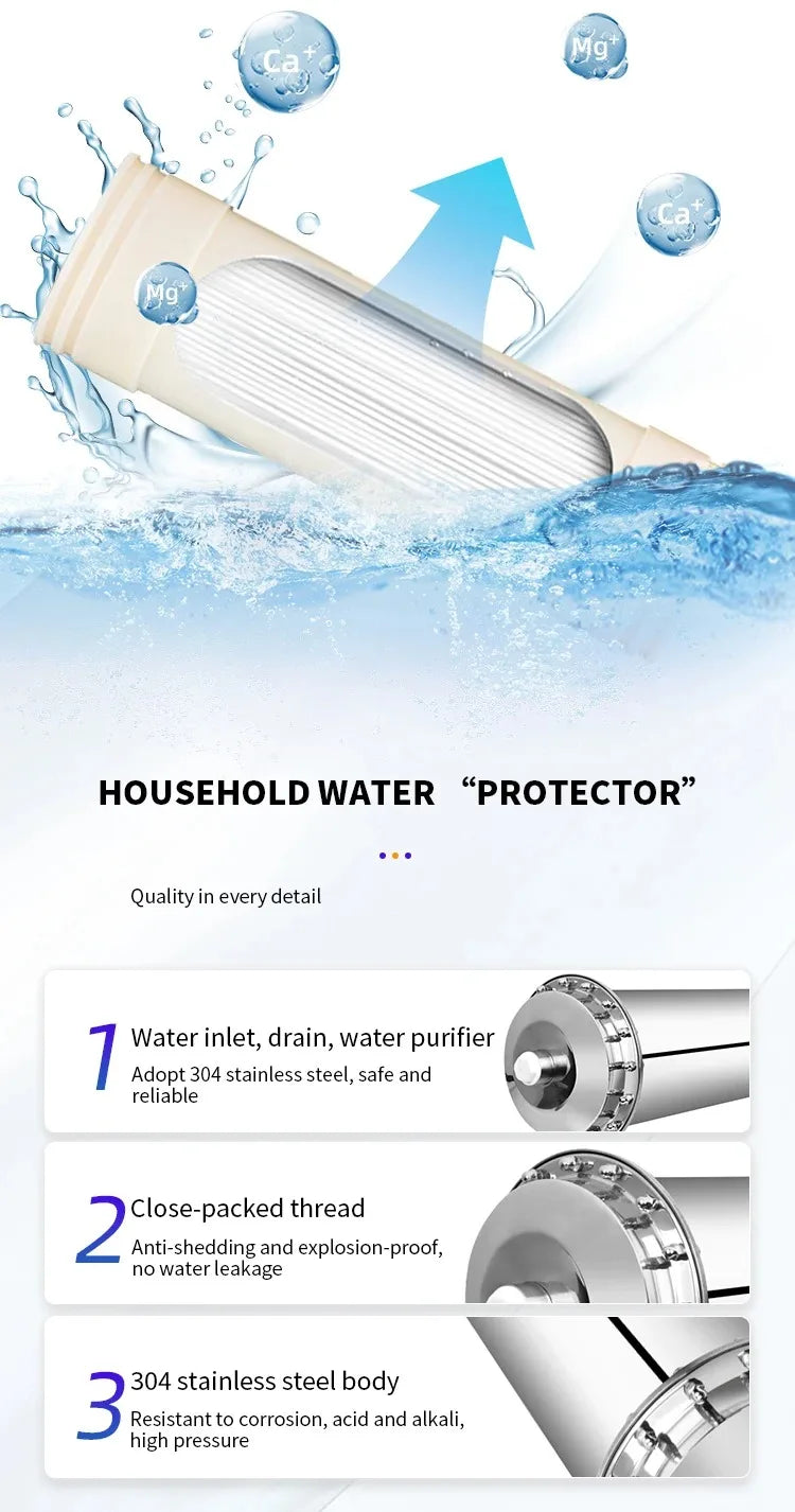 DIVEDEER 600L~3000L household water filter PVDF ultrafiltration purifier with washable pipe type direct drinking water kitchen.