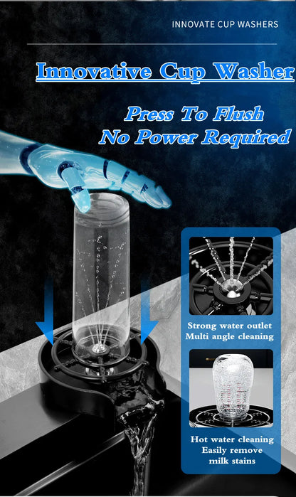 Wasserfall-Küchenspüle aus Edelstahl 304, Zughahn, Einzelschlitz, Hochdruckbecher, Waschmaschine, Café, Weinbar, Waschbecken