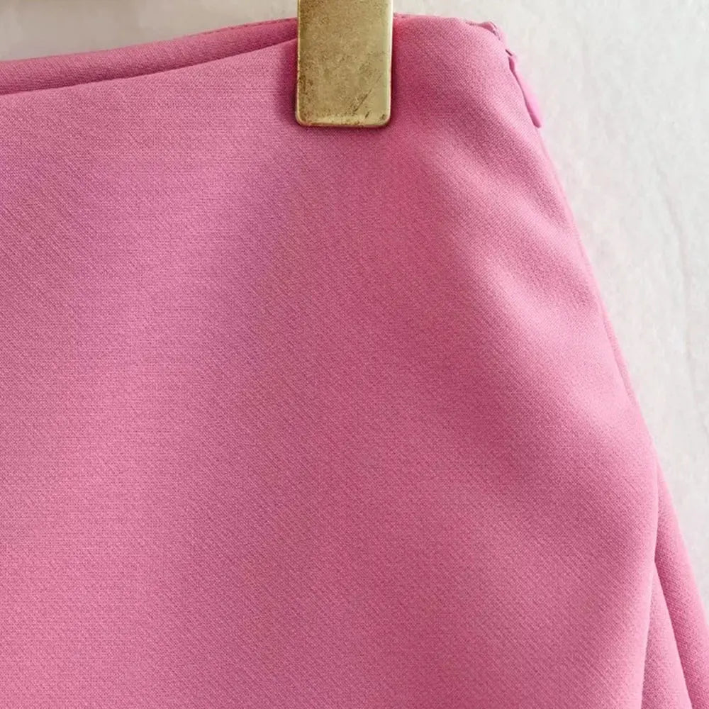 Women Fashion Pareo Style Shorts Skirts Vintage High Waist Side Zipper Female Skort Mujer.