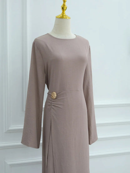 Muslim Women Arabic Dubai Abaya Solid Drawstring Long Dress Modest Ramadan Kaftan Robe Femme musulmane Islam Clothing Kebaya.