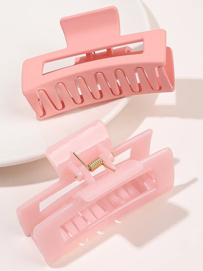 4 Pcs Pink Large Hair Claw Clips 3.4" Non-slip Big Square Matte for Women Girls, Strong Hold Banana Clips for Thick Thin Hair.