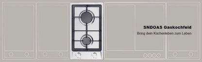 Stainless Steel Gas Hob Automatic Flame Protection 2 Bulbs | Dual Fuel Natural Gas/Propane Built-in/Freestanding 2400W 220-240V.