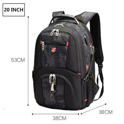 Wasserdichte 20-Zoll-Laptop-Rucksäcke USB-Lade Schultasche Diebstahlsicherer Herren-Rucksack Reiserucksack Männlicher Mochila Hohe Kapazität