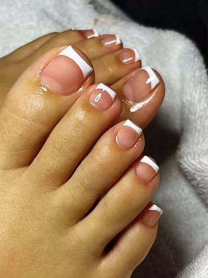 24 PCS Red/White/Black/Yellow/Wine Red Toenails Fake Toe Nails Natural  -Solid Color Square Press on Toenails Short