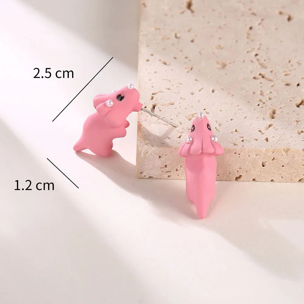 2023 New Fashion Cute Animal Stud Earrings Women Cartoon Small Black Cat Bear Shark Dinosaur Earring Ear Stud Girl Funny Jewelry