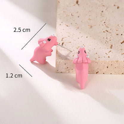 2023 New Fashion Cute Animal Stud Earrings Women Cartoon Small Black Cat Bear Shark Dinosaur Earring Ear Stud Girl Funny Jewelry