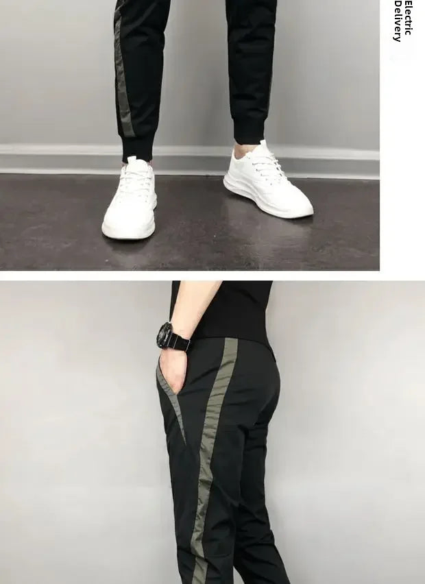 2023 Summer Men's Slim Fit Harajuku Style Lightweight Harem Pants Casual Trendy Korean Version Nine Point Length Mens Pants.