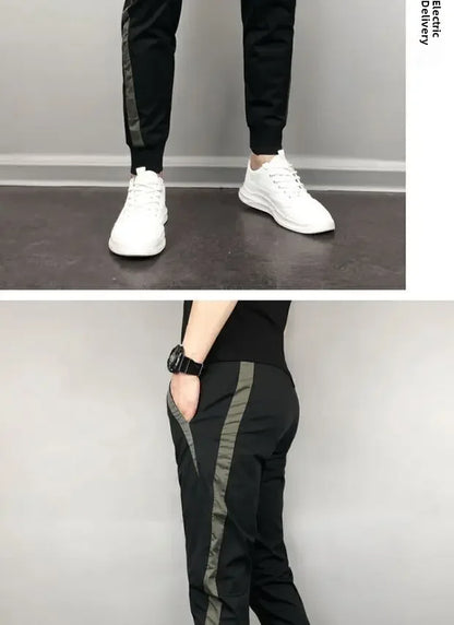 2023 Summer Men's Slim Fit Harajuku Style Lightweight Harem Pants Casual Trendy Korean Version Nine Point Length Mens Pants.