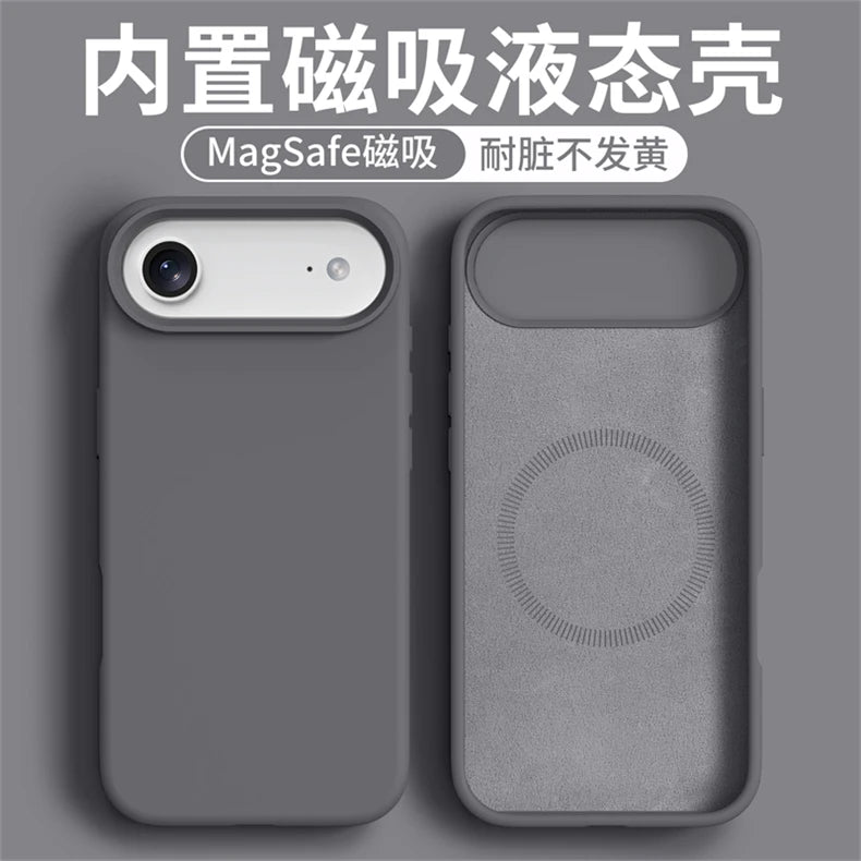 Magnetic Case For iPhone 17 Pro Max 17 Ari MagSafe Luxury Liquid Silicone Comfortable Feel Built in Flocking Protect Cover