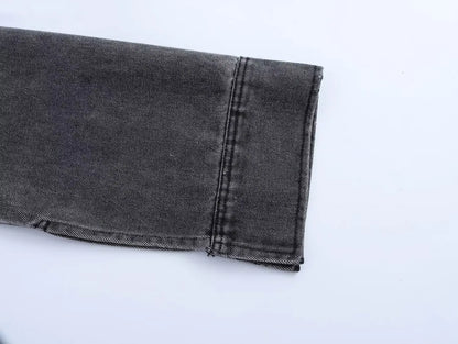 2024 Autumn Jeans Sets Women Turn-down Collar Casual Top Fashion High Waist Streetwear Female Denim Pant Two Piece Set.