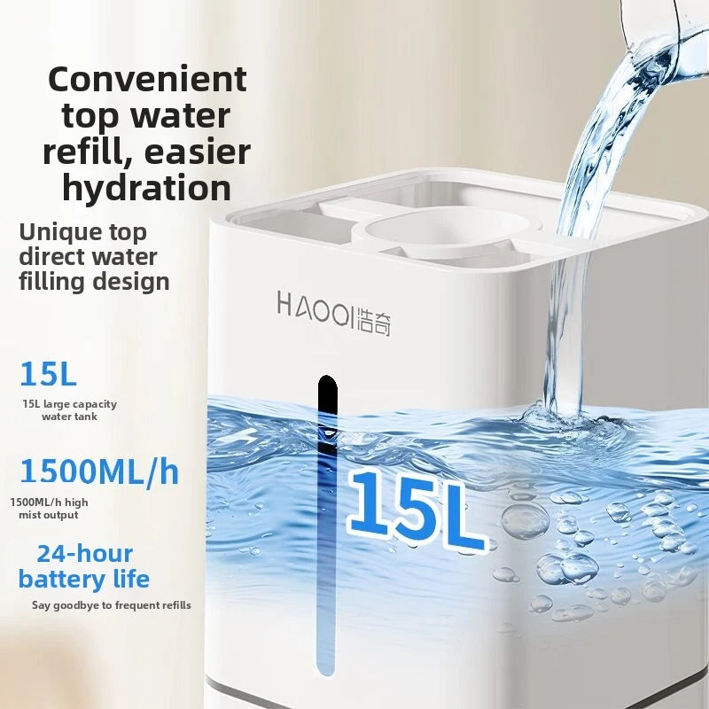 15L Square Humidifier for Large Rooms, Ultra Quiet Cool Mist Humidifier Auto Shut-Off,BPA-Free Water Tank–Ideal for Home Office.