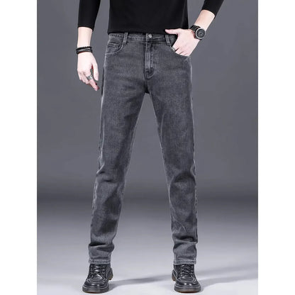 Fashionable Casual Men's Jeans Slim Straight Long Pants Versatile Spring Autumn Winter New Style High Waist Trousers.