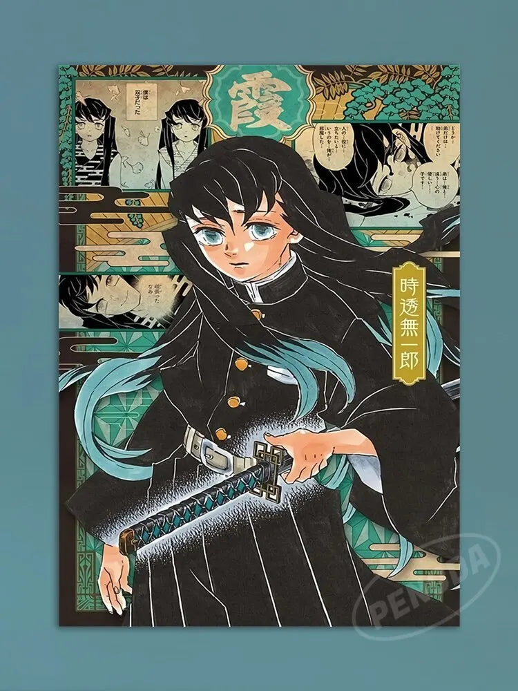 Modern Anime Canvas Wall Art  Demon Slayer Shinazugawa Sanemi Poster  Modular Home Decor for Living Room  Printed Painting.