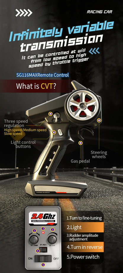 ZLL SG116 MAX/PRO 1:16 High Speed Drift Racing 80KM/H Or 40KM/H Brushless Motor 4WD RC Car Off Road Car Toys for For Kid Gift