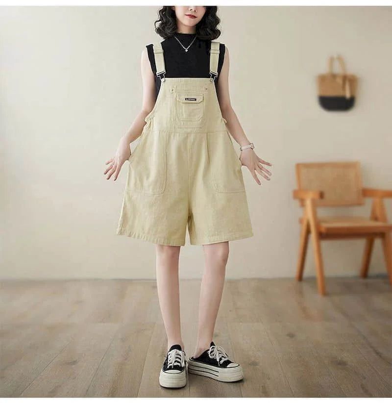 Denim Jumpsuits for Women Vintage Korean Style One Piece Outfit Casual Loose Rompers Wide Leg Jeans Summer New Women Clothing.