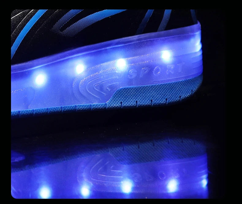 Two Wheels Children's Led Light Roller Skate Shoes For Kids Boys Girls Luminous Sneakers Skateboard USB Charging.