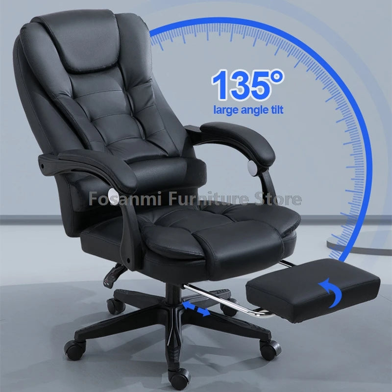 Dicker Boss-Bürostuhl mit hoher Rückenlehne und Armlehnen, Leder-Computer-Drehstuhl, ergonomische Liege-Gamer-Schreibtischstühle für Zuhause