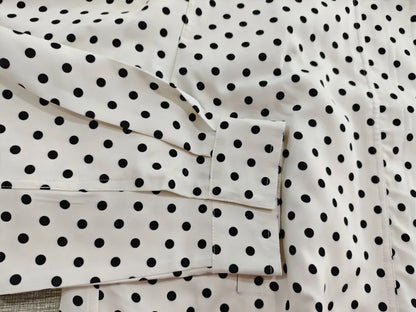 TRAFZA Herbst Polka Dot Gedruckt Jacke Für Frauen Lange Ärmel Rollkragen Zipper Mit Taschen Kordelzug Lose Vintage Mäntel