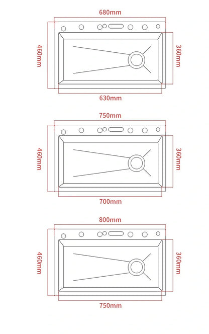 Stainless Steel Kitchen Sink Waterfall Faucet Large Single Sink Intelligent Dishwasher Sink Digital Display and Light Effects