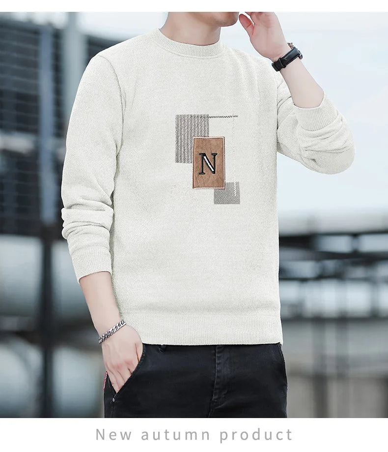 Men's Fleece Lined Pullovers Fashion Sweaters Autumn Winter Jumpers Fashion New Jersey Men's Clothes.