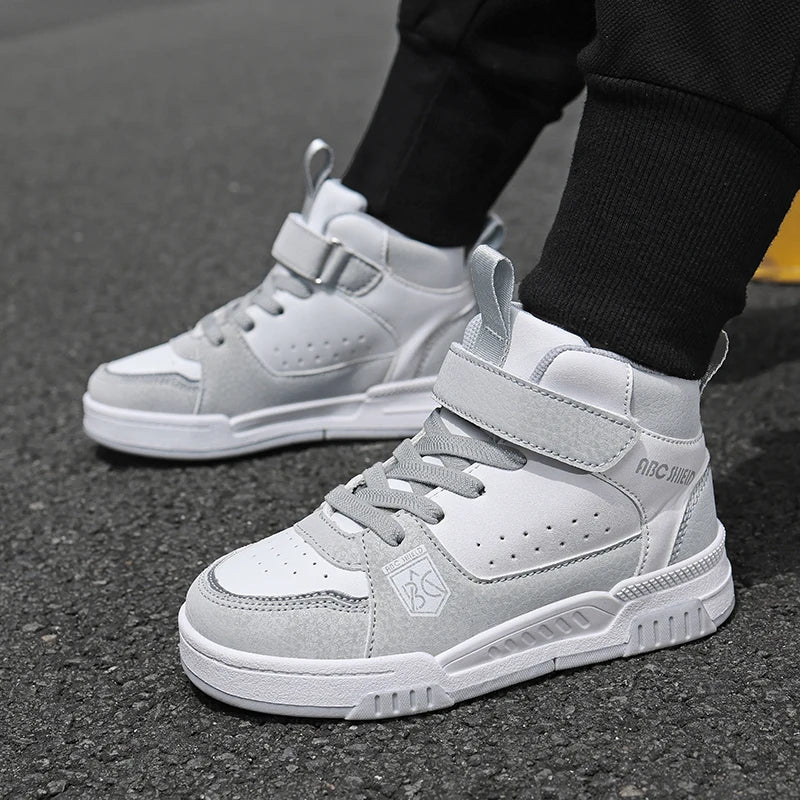 Luxury Design Girls Shoes Autumn Children Sneaker Autumn PU Leather High Top Shoes for Kids Sports Tennis Fashion Girl Sneaker.