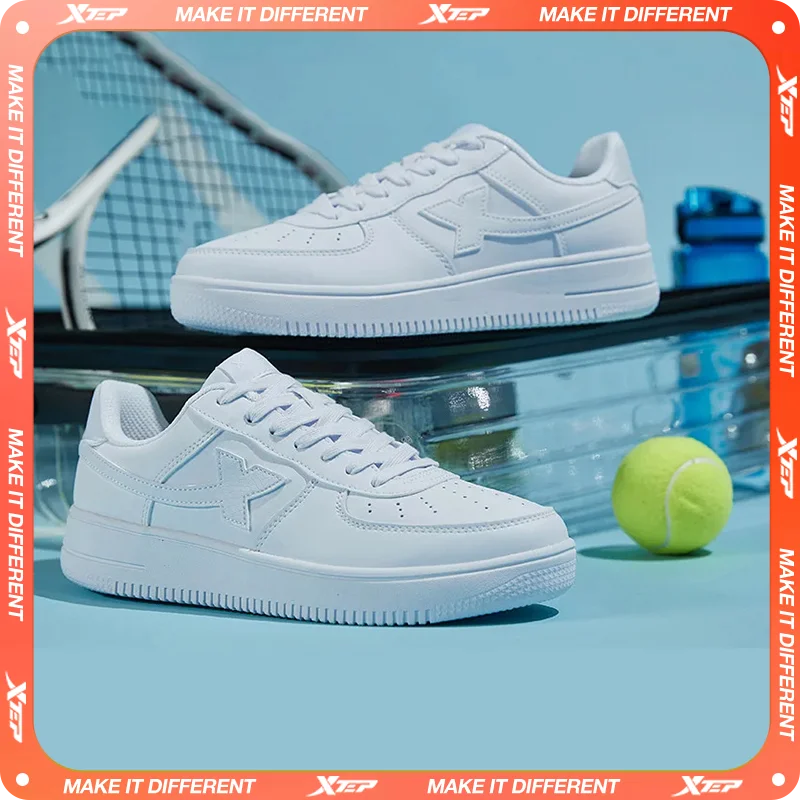 Xtep Skateboarding Shoes Non-Slip Wear-Resistant Casual White Couple Skate Sneakers Male Female Luxury Brand Shoes 881219319851.