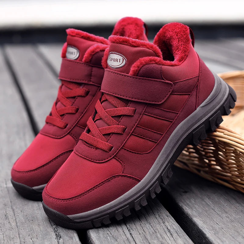 Ladies Snow Boots Warm Winter New Plush Thick Sole Casual Non-slip Comfort Shock-absorbing Unisex Outdoor Flat Walking Shoes.