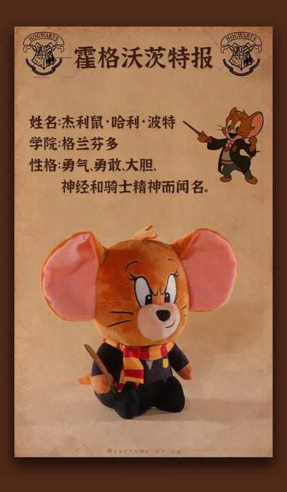 Exclusive Warner 100th Anniversary Tom and Jerry Plush Doll in Harry Potter Costume, Cute Small Keychain Stuffed Animal Gift.