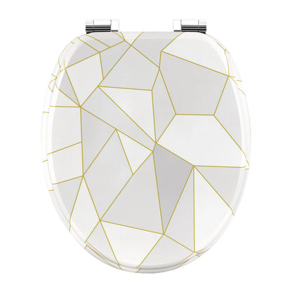 O-förmiger Toilettensitz, verstellbare Scharniere, Toilettendeckel mit Motiv, Soft-Close-Mechanismus für Badezimmer