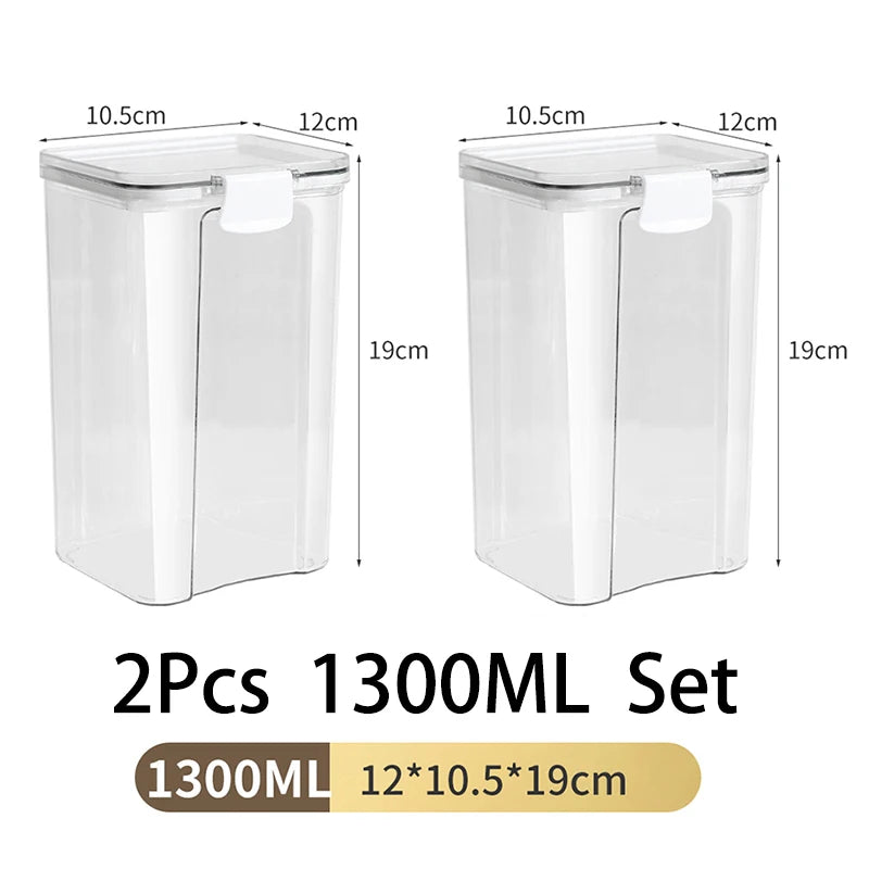 Large Capacity Waterproof Transparent Sealed Jar Multi-size Scene Kitchen Candy Dried Grain Storage With Lid Fridge Storage Tank