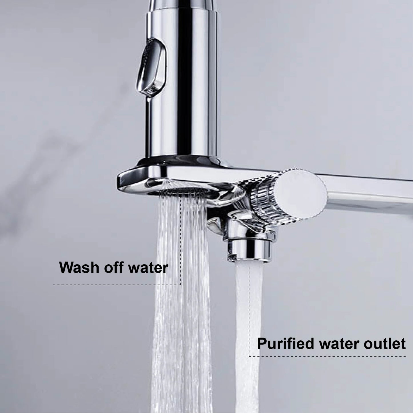 AITANA Luxury Brass Gun Grey Pull out 2-Function Kitchen Faucet Single Handle Cold and Hot Water Pure Water Design Sink Tap