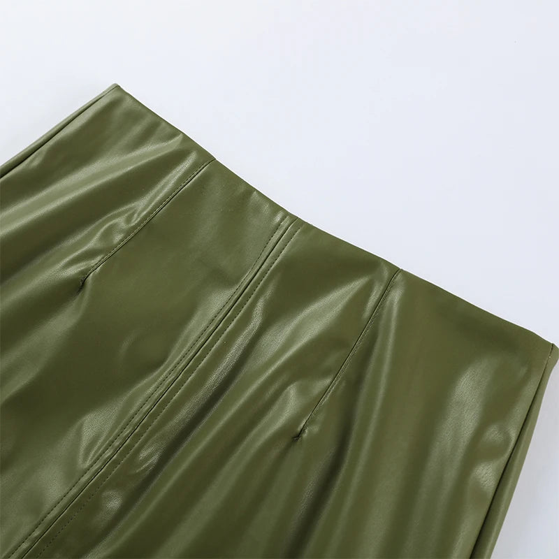 Stylish Leather Solid Jacket Pants Set Women Stand Collar Zipper Coat Loose Trousers Sets Female 2025 Autumn Fashion Streetwears