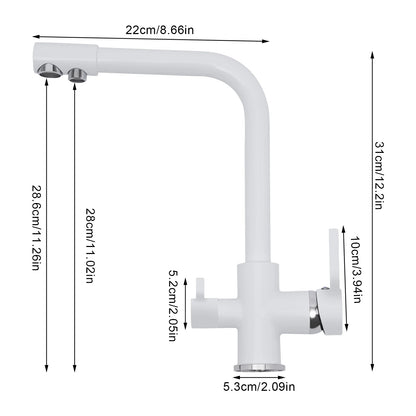 White/Gold 3-way Kitchen Faucet Stainless Steel Countertop Faucet Suitable for Homes, Restaurants, Hotels, Kitchens