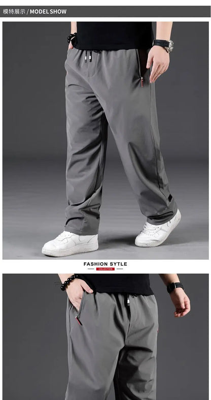 8XL Casual Pants Mens Straight Loose Trousers Men Clothing Elastic Waist Quick Dry Pants Summer Fashion Oversized Joggers Pants.